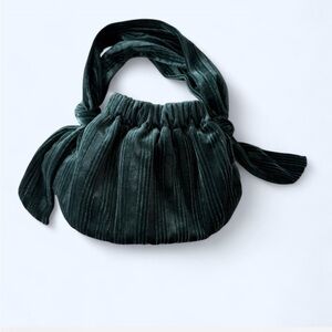 Anthropologie Dark Green Velvet Shoulder Bag